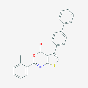 molecular formula C25H17NO2S B376383 5-[1,1'-biphenyl]-4-yl-2-(2-methylphenyl)-4H-thieno[2,3-d][1,3]oxazin-4-one 