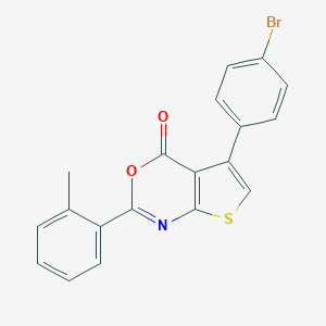 molecular formula C19H12BrNO2S B376388 5-(4-bromophenyl)-2-(2-methylphenyl)-4H-thieno[2,3-d][1,3]oxazin-4-one CAS No. 342382-87-0