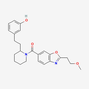 [2-[2-(3-Hydroxyphenyl)ethyl]piperidin-1-yl]-[2-(2-methoxyethyl)-1,3-benzoxazol-6-yl]methanone