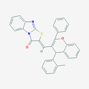 molecular formula C32H22N2O2S B376396 2-{[4-(2-methylphenyl)-2-phenyl-4H-chromen-3-yl]methylene}[1,3]thiazolo[3,2-a]benzimidazol-3(2H)-one 