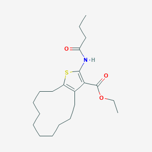 molecular formula C21H33NO3S B376412 Ethyl 2-(butanoylamino)-4,5,6,7,8,9,10,11,12,13-decahydrocyclododeca[b]thiophene-3-carboxylate CAS No. 380645-25-0