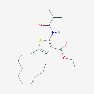 molecular formula C21H33NO3S B376413 Ethyl 2-(isobutyrylamino)-4,5,6,7,8,9,10,11,12,13-decahydrocyclododeca[b]thiophene-3-carboxylate CAS No. 380645-26-1