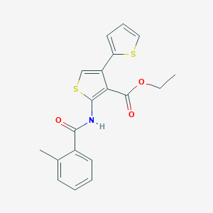 molecular formula C19H17NO3S2 B376417 Ethyl 2-[(2-methylbenzoyl)amino]-4-thiophen-2-ylthiophene-3-carboxylate CAS No. 380645-30-7