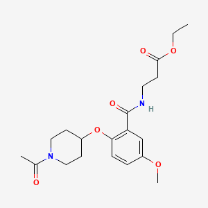 molecular formula C20H28N2O6 B3764239 ethyl N-{2-[(1-acetyl-4-piperidinyl)oxy]-5-methoxybenzoyl}-beta-alaninate 