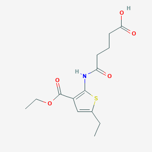 molecular formula C14H19NO5S B376424 5-{[3-(Ethoxycarbonyl)-5-ethylthiophen-2-yl]amino}-5-oxopentanoic acid 