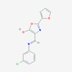 molecular formula C14H9ClN2O3 B376426 4-[(3-chloroanilino)methylene]-2-(2-furyl)-1,3-oxazol-5(4H)-one CAS No. 471921-87-6