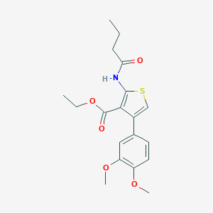 molecular formula C19H23NO5S B376429 Ethyl 2-(butanoylamino)-4-(3,4-dimethoxyphenyl)thiophene-3-carboxylate CAS No. 342383-42-0