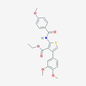 molecular formula C23H23NO6S B376438 Ethyl 4-(3,4-dimethoxyphenyl)-2-[(4-methoxybenzoyl)amino]-3-thiophenecarboxylate 