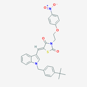 molecular formula C31H29N3O5S B376441 5-{[1-(4-tert-butylbenzyl)-1H-indol-3-yl]methylene}-3-(2-{4-nitrophenoxy}ethyl)-1,3-thiazolidine-2,4-dione 