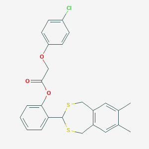 molecular formula C25H23ClO3S2 B376455 2-(7,8-Dimethyl-1,5-dihydro-2,4-benzodithiepin-3-yl)phenyl (4-chlorophenoxy)acetate 