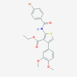 molecular formula C22H20BrNO5S B376456 Ethyl 2-[(4-bromobenzoyl)amino]-4-(3,4-dimethoxyphenyl)-3-thiophenecarboxylate CAS No. 342383-51-1