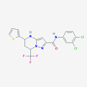 molecular formula C18H13Cl2F3N4OS B376457 N-(3,4-dichlorophenyl)-5-thien-2-yl-7-(trifluoromethyl)-4,5,6,7-tetrahydropyrazolo[1,5-a]pyrimidine-2-carboxamide 