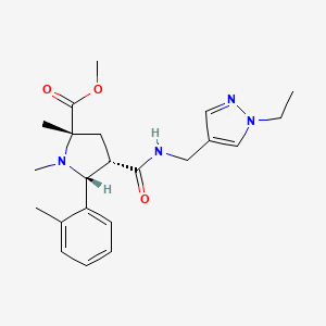 molecular formula C22H30N4O3 B3764582 methyl (2S*,4S*,5R*)-4-({[(1-ethyl-1H-pyrazol-4-yl)methyl]amino}carbonyl)-1,2-dimethyl-5-(2-methylphenyl)-2-pyrrolidinecarboxylate 