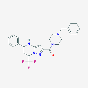 molecular formula C25H26F3N5O B376459 2-[(4-Benzylpiperazin-1-yl)carbonyl]-5-phenyl-7-(trifluoromethyl)-4,5,6,7-tetrahydropyrazolo[1,5-a]pyrimidine CAS No. 351438-27-2