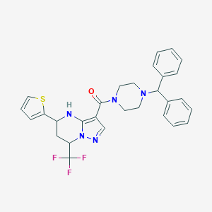 molecular formula C29H28F3N5OS B376462 (4-Benzhydrylpiperazino)[5-(2-thienyl)-7-(trifluoromethyl)-4,5,6,7-tetrahydropyrazolo[1,5-a]pyrimidin-3-yl]methanone 