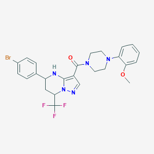 molecular formula C25H25BrF3N5O2 B376464 [5-(4-Bromophenyl)-7-(trifluoromethyl)-4,5,6,7-tetrahydropyrazolo[1,5-a]pyrimidin-3-yl][4-(2-methoxyphenyl)piperazin-1-yl]methanone 