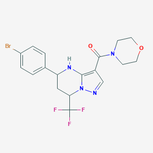 molecular formula C18H18BrF3N4O2 B376465 5-(4-Bromophenyl)-3-(morpholin-4-ylcarbonyl)-7-(trifluoromethyl)-4,5,6,7-tetrahydropyrazolo[1,5-a]pyrimidine 
