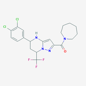 molecular formula C20H21Cl2F3N4O B376466 2-(Azepan-1-ylcarbonyl)-5-(3,4-dichlorophenyl)-7-(trifluoromethyl)-4,5,6,7-tetrahydropyrazolo[1,5-a]pyrimidine 