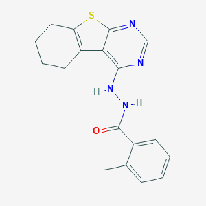 molecular formula C18H18N4OS B376498 2-methyl-N'-(5,6,7,8-tetrahydro[1]benzothieno[2,3-d]pyrimidin-4-yl)benzohydrazide CAS No. 380645-72-7