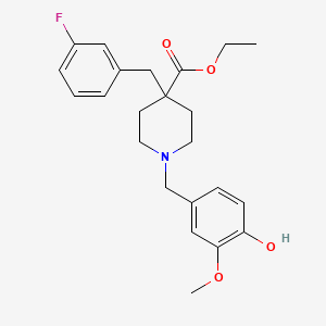 molecular formula C23H28FNO4 B3765095 ethyl 4-(3-fluorobenzyl)-1-(4-hydroxy-3-methoxybenzyl)-4-piperidinecarboxylate 