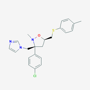 molecular formula C22H24ClN3OS B037653 (3R,5R)-3-(4-chlorophenyl)-3-(imidazol-1-ylmethyl)-2-methyl-5-[(4-methylphenyl)sulfanylmethyl]-1,2-oxazolidine CAS No. 113944-05-1