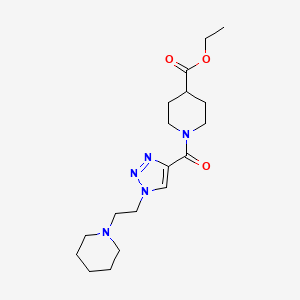 molecular formula C18H29N5O3 B3765320 ethyl 1-({1-[2-(1-piperidinyl)ethyl]-1H-1,2,3-triazol-4-yl}carbonyl)-4-piperidinecarboxylate 