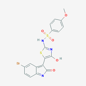 molecular formula C18H12BrN3O5S2 B376552 N-[5-(5-bromo-2-oxoindol-3-yl)-4-hydroxy-1,3-thiazol-2-yl]-4-methoxybenzenesulfonamide 