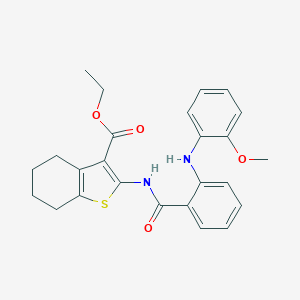 molecular formula C25H26N2O4S B376554 Ethyl 2-{[2-(2-methoxyanilino)benzoyl]amino}-4,5,6,7-tetrahydro-1-benzothiophene-3-carboxylate 