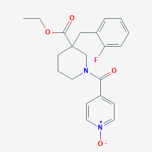 molecular formula C21H23FN2O4 B3765561 ethyl 3-(2-fluorobenzyl)-1-(1-oxidoisonicotinoyl)-3-piperidinecarboxylate 