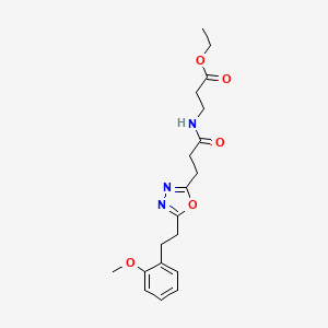 molecular formula C19H25N3O5 B3765618 ethyl N-(3-{5-[2-(2-methoxyphenyl)ethyl]-1,3,4-oxadiazol-2-yl}propanoyl)-beta-alaninate 