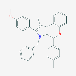 molecular formula C33H29NO2 B376562 4-[3-Benzyl-1-methyl-4-(4-methylphenyl)-3,4-dihydrochromeno[3,4-b]pyrrol-2-yl]phenyl methyl ether 