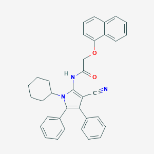 molecular formula C35H31N3O2 B376563 N-(3-cyano-1-cyclohexyl-4,5-diphenyl-1H-pyrrol-2-yl)-2-(1-naphthyloxy)acetamide 