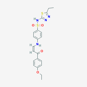 molecular formula C21H22N4O4S2 B376578 4-{[3-(4-ethoxyphenyl)-3-oxo-1-propenyl]amino}-N-(5-ethyl-1,3,4-thiadiazol-2-yl)benzenesulfonamide 