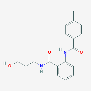 molecular formula C18H20N2O3 B376582 N-(3-Hydroxypropyl)-2-(p-tolylcarbonylamino)benzamide 