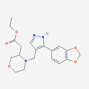 molecular formula C19H23N3O5 B3765845 ethyl (4-{[3-(1,3-benzodioxol-5-yl)-1H-pyrazol-4-yl]methyl}-3-morpholinyl)acetate 