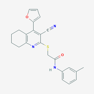 molecular formula C23H21N3O2S B376596 2-((3-cyano-4-(furan-2-yl)-5,6,7,8-tetrahydroquinolin-2-yl)thio)-N-(m-tolyl)acetamide CAS No. 370843-80-4