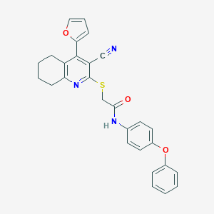 molecular formula C28H23N3O3S B376608 2-{[3-cyano-4-(2-furyl)-5,6,7,8-tetrahydroquinolin-2-yl]sulfanyl}-N-(4-phenoxyphenyl)acetamide CAS No. 370855-74-6