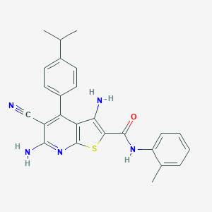 molecular formula C25H23N5OS B376611 3,6-diamino-5-cyano-4-(4-isopropylphenyl)-N-(2-methylphenyl)thieno[2,3-b]pyridine-2-carboxamide CAS No. 369394-78-5