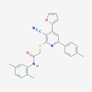 2-{[3-CYANO-4-(FURAN-2-YL)-6-(4-METHYLPHENYL)PYRIDIN-2-YL]SULFANYL}-N-(2,5-DIMETHYLPHENYL)ACETAMIDE