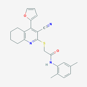 molecular formula C24H23N3O2S B376614 2-((3-cyano-4-(furan-2-yl)-5,6,7,8-tetrahydroquinolin-2-yl)thio)-N-(2,5-dimethylphenyl)acetamide CAS No. 380647-12-1