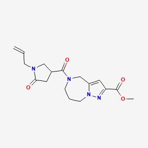 molecular formula C17H22N4O4 B3766157 methyl 5-[(1-allyl-5-oxopyrrolidin-3-yl)carbonyl]-5,6,7,8-tetrahydro-4H-pyrazolo[1,5-a][1,4]diazepine-2-carboxylate 