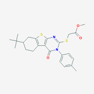 molecular formula C24H28N2O3S2 B376624 Methyl 2-[[7-tert-butyl-3-(4-methylphenyl)-4-oxo-5,6,7,8-tetrahydro-[1]benzothiolo[2,3-d]pyrimidin-2-yl]sulfanyl]acetate CAS No. 351160-37-7