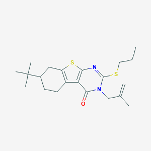 molecular formula C21H30N2OS2 B376627 7-Tert-butyl-3-(2-methylprop-2-enyl)-2-propylsulfanyl-5,6,7,8-tetrahydro-[1]benzothiolo[2,3-d]pyrimidin-4-one CAS No. 351160-67-3