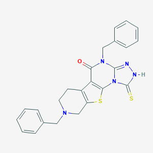 molecular formula C24H21N5OS2 B376630 4,8-dibenzyl-1-thioxo-2,4,6,7,8,9-hexahydropyrido[4',3':4,5]thieno[3,2-e][1,2,4]triazolo[4,3-a]pyrimidin-5(1H)-one CAS No. 351341-89-4