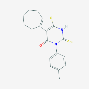 molecular formula C18H18N2OS2 B376632 3-(4-methylphenyl)-2-thioxo-1,2,3,5,6,7,8,9-octahydro-4H-cyclohepta[4,5]thieno[2,3-d]pyrimidin-4-one 