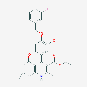 molecular formula C29H32FNO5 B376635 Ethyl 4-{4-[(3-fluorobenzyl)oxy]-3-methoxyphenyl}-2,7,7-trimethyl-5-oxo-1,4,5,6,7,8-hexahydroquinoline-3-carboxylate 