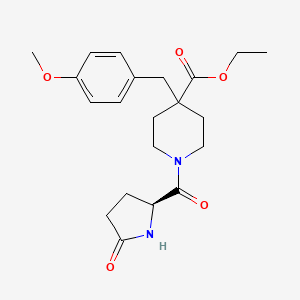 molecular formula C21H28N2O5 B3766356 ethyl 4-(4-methoxybenzyl)-1-(5-oxo-L-prolyl)-4-piperidinecarboxylate 