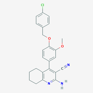 molecular formula C24H22ClN3O2 B376637 2-Amino-4-{4-[(4-chlorobenzyl)oxy]-3-methoxyphenyl}-5,6,7,8-tetrahydro-3-quinolinecarbonitrile 