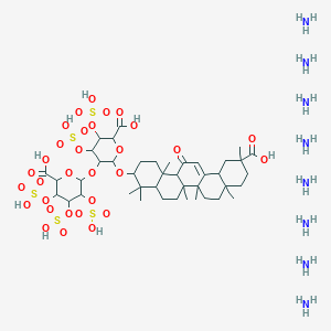 molecular formula C42H86N8O31S5 B037664 Azane;6-[(11-carboxy-4,4,6a,6b,8a,11,14b-heptamethyl-14-oxo-2,3,4a,5,6,7,8,9,10,12,12a,14a-dodecahydro-1H-picen-3-yl)oxy]-5-(6-carboxy-3,4,5-trisulfooxyoxan-2-yl)oxy-3,4-disulfooxyoxane-2-carboxylic acid CAS No. 111196-54-4