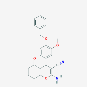 2-Amino-4-[3-methoxy-4-[(4-methylphenyl)methoxy]phenyl]-5-oxo-4,6,7,8-tetrahydrochromene-3-carbonitrile